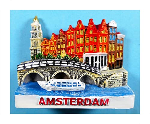 Souvenir Magnet Amsterdam Gracht Boot 5 x 4 x 2,5 cm Holland Maritim Kühlschrankmagnet Figur Deko GMTX 6807, Mehrfarbig von XGAGHB