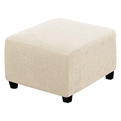 XGANGM Hockerbezug Quadratisch 40x40/50X50/70x70/100x100cm Stretch Ottomane Schonbezug Hockerbezug Samt Hocker Husse/Hocker Abdeckung Ottoman Protector Cover Überzug,Beige,1extra Large von XGANGM
