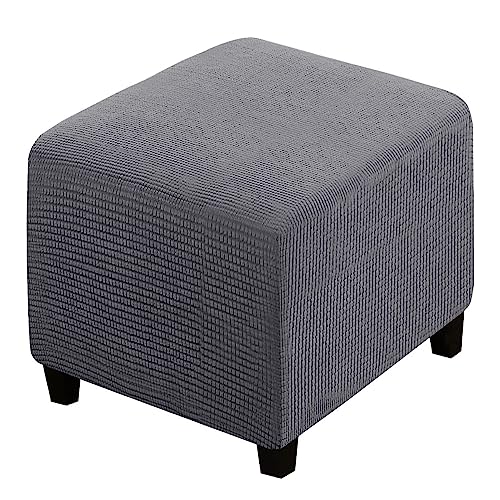 XGANGM Hockerbezug Quadratisch 40x40/50X50/70x70/100x100cm Stretch Ottomane Schonbezug Hockerbezug Samt Hocker Husse/Hocker Abdeckung Ottoman Protector Cover Überzug,Grau,1small von XGANGM