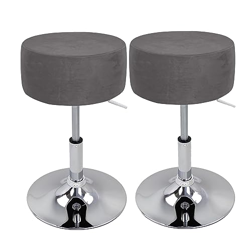XGANGM Hockerbezug Rund Durchmesser 33.5/34cm H14/17 cm Sitzhocker Bezug Stretch Velvet Hocker Rund Bezug Runder Stuhlbezug Protector Waschbarer Runder Drehbarer Hocker Schonbezug,#1,2pcs von XGANGM