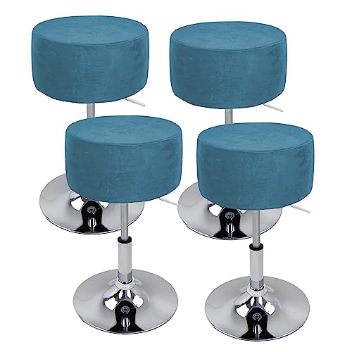 XGANGM Hockerbezug Rund Durchmesser 33.5/34cm H14/17 cm Sitzhocker Bezug Stretch Velvet Hocker Rund Bezug Runder Stuhlbezug Protector Waschbarer Runder Drehbarer Hocker Schonbezug,#5,4pcs von XGANGM