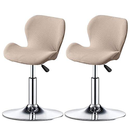 XGANGM Hussen für Barhocker mit Lehne Bezug Barhocker Stretch Stuhlhussen Barhocker Bar Drehstuhlbezug 2/4/6er Set Bar Stuhl Abdeckung Barhocker Schonbezüge mit Kurzer Rückenlehne,Light Khaki,2PCS von XGANGM