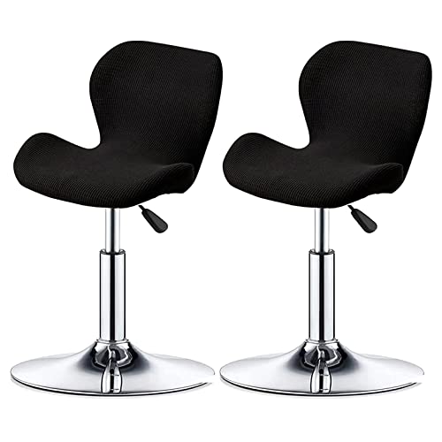 XGANGM Hussen für Barhocker mit Lehne Bezug Barhocker Stretch Stuhlhussen Barhocker Bar Drehstuhlbezug 2/4/6er Set Bar Stuhl Abdeckung Barhocker Schonbezüge mit Kurzer Rückenlehne,Schwarz,2PCS von XGANGM
