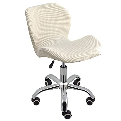 XGANGM Moderne Bürostuhl bezug Drehstuhl ohne Armlehnen Büro Stuhlhussen mit Rückenlehne Stretch Bürostuhlabdeckung Nordischer Stil Stuhl Überzug für Computer Schreibtischstuhl,Milk White,1PC von XGANGM