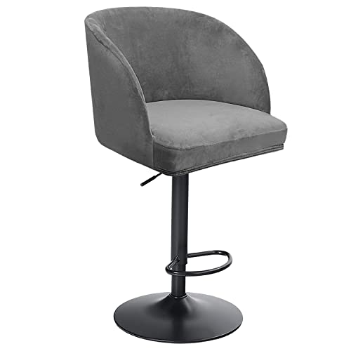 XGANGM Samt Barhocker Hussen Bezug mit Rund Lehne/Armlehne Esszimmerstühle Husse Drehbarer Stretch Stuhlüberzug 4er/2er Set Moderne Gebogener Stuhlabdeckung für Restaurant Büro,Grau,2pcs von XGANGM