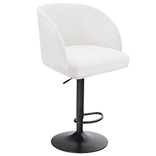 XGANGM Samt Barhocker Hussen Bezug mit Rund Lehne/Armlehne Esszimmerstühle Husse Drehbarer Stretch Stuhlüberzug 4er/2er Set Moderne Gebogener Stuhlabdeckung für Restaurant Büro,Milky,2pcs von XGANGM