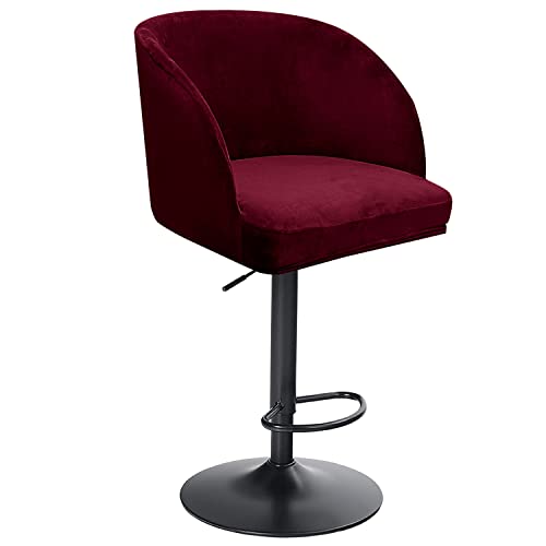 XGANGM Samt Barhocker Hussen Bezug mit Rund Lehne/Armlehne Esszimmerstühle Husse Drehbarer Stretch Stuhlüberzug 4er/2er Set Moderne Gebogener Stuhlabdeckung für Restaurant Büro,Rotwein,4pcs von XGANGM