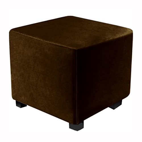 XGANGM Samt Ottomane Schonbezug Hockerbezug Quadratisch S/M/L Stretch Hockerbezug Schonbezüge Hockerbezug Husse Hocker Abdeckung Ottoman Protector Cover Überzug,Dark Brown,40x40cm(16x16in) von XGANGM