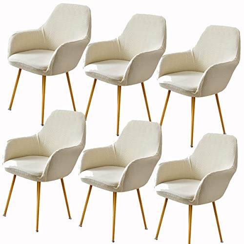 XGANGM Stretch Büro/Esszimmerstuhl Bezug Stuhlhussen 2/4/6er Set mit Armlehnen Schwingstuhl Stuhlbezug Hoher Rückenlehne Samt Sessel Stuhl Abdeckung Waschbar Abnehmbar,C,6PCS von XGANGM
