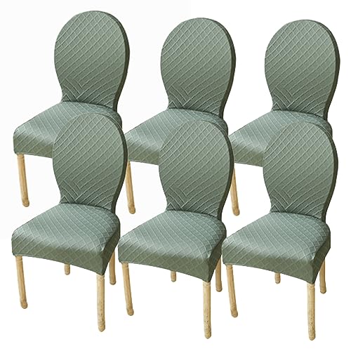 XGANGM Stretch Stuhlbezüge mit Runder Rückenlehne 2er/4er Set Elastische Stuhlhussen für Esszimmer Ohne Armlehnen Massivholzbeine Moderne Ovale Stuhl Hochzeit,Green2,6PCS Small von XGANGM