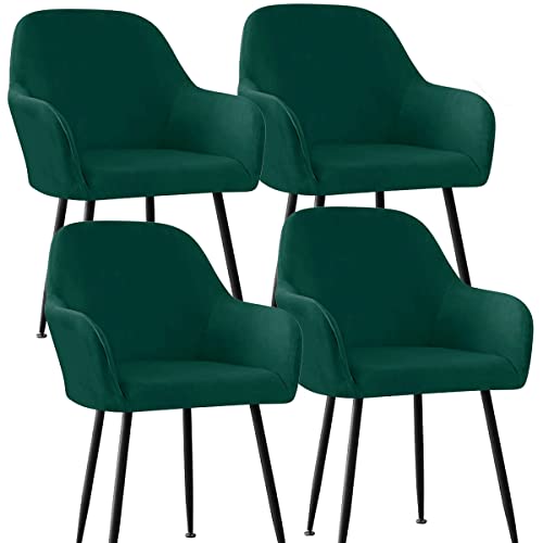 XGANGM Stretch Stuhlbezug 2/4/6er Set Stuhlhussen Samt mit Armlehne Bürostuhl Bezug Rückenlehne Stuhlschonbezug Sessel Esszimmerstuhlhussen Armlehnstuhlabdeckung Stuhlbezüge,Dark Green,4pcs von XGANGM