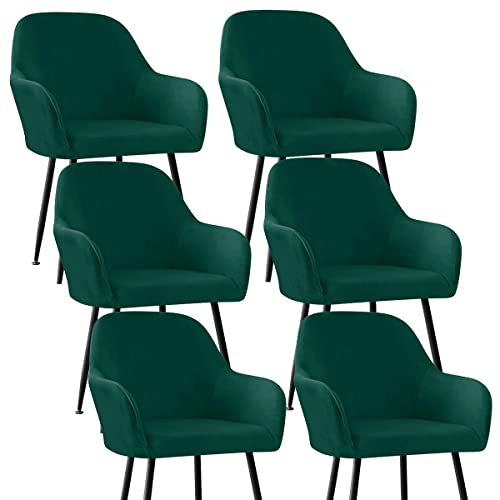 XGANGM Stretch Stuhlbezug 2/4/6er Set Stuhlhussen Samt mit Armlehne Bürostuhl Bezug Rückenlehne Stuhlschonbezug Sessel Esszimmerstuhlhussen Armlehnstuhlabdeckung Stuhlbezüge,Dark Green,6pcs von XGANGM