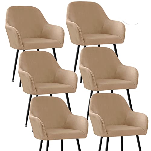 XGANGM Stretch Stuhlbezug 2/4/6er Set Stuhlhussen Samt mit Armlehne Bürostuhl Bezug Rückenlehne Stuhlschonbezug Sessel Esszimmerstuhlhussen Armlehnstuhlabdeckung Stuhlbezüge,Khaki,6pcs von XGANGM