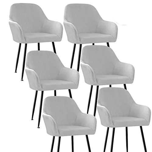 XGANGM Stretch Stuhlbezug 2/4/6er Set Stuhlhussen Samt mit Armlehne Bürostuhl Bezug Rückenlehne Stuhlschonbezug Sessel Esszimmerstuhlhussen Armlehnstuhlabdeckung Stuhlbezüge,Light Grey,6pcs von XGANGM