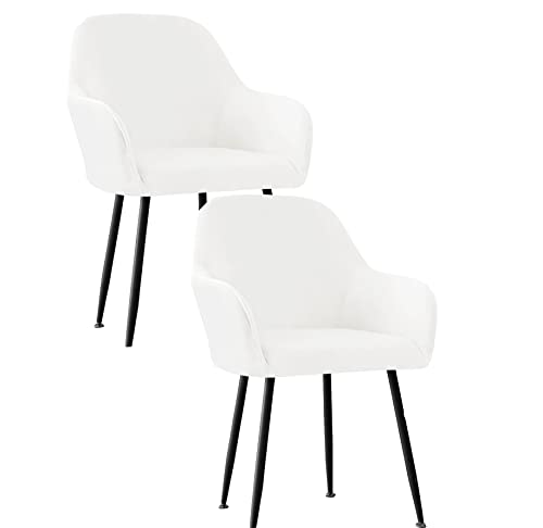 XGANGM Stretch Stuhlbezug 2/4/6er Set Stuhlhussen Samt mit Armlehne Bürostuhl Bezug Rückenlehne Stuhlschonbezug Sessel Esszimmerstuhlhussen Armlehnstuhlabdeckung Stuhlbezüge,Milky White,2pcs von XGANGM