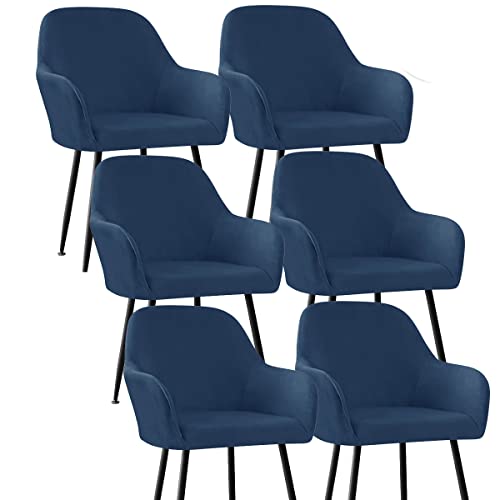 XGANGM Stretch Stuhlbezug 2/4/6er Set Stuhlhussen Samt mit Armlehne Bürostuhl Bezug Rückenlehne Stuhlschonbezug Sessel Esszimmerstuhlhussen Armlehnstuhlabdeckung Stuhlbezüge,Navy Blue,6pcs von XGANGM