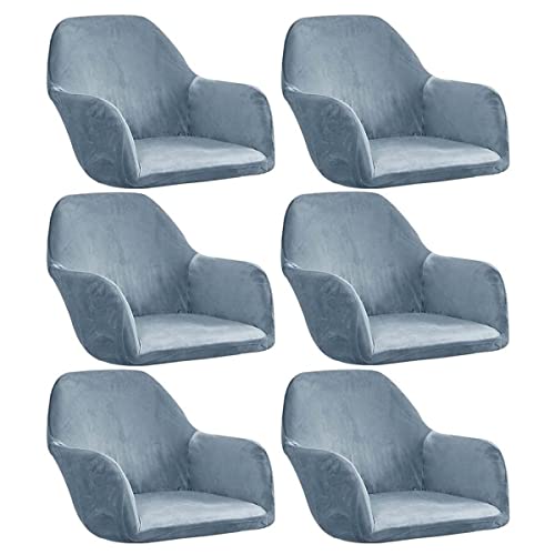 XGANGM Stretch Stuhlhussen Samt mit Armlehne Stuhlbezug 1/6/2/4er Set Luxus-Samt 300g Bürostuhl Bezug Stuhlschonbezug Sessel Esszimmerstuhlhussen Armlehnstuhl Stuhlabdeckung,Grey Blue,6PCS von XGANGM