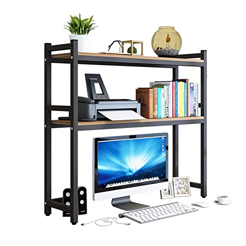 2-lagiges kleines Desktop-Bücherregal – höhenverstellbarer Schreibtisch-Organizer, Computertisch-Schreibtisch-Bücherregal, Bürobedarf-Desktop-Aufbewahrungsregal, für Home-Office-Sc von XGFXGF