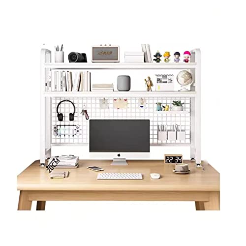 2-stöckiges Schreibtisch-Bücherregal aus Schmiedeeisen – verstellbares Schreibtisch-Bücherregal, Gitter-Schreibtisch-Aufbewahrungsregal, modernes Desktop-Arbeitsplatten-Bücherregal von XGFXGF