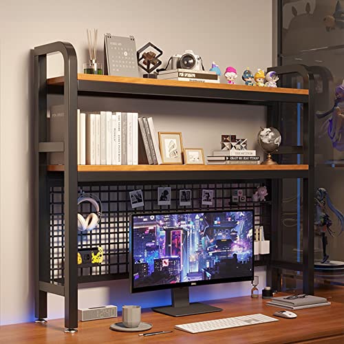 2-stufiges Desktop-Bücherregal, Mehrzweck-Bücherregal aus Holz mit Arbeitsplatte, verstellbares Ausstellungsregal, Organizer für Wohnheim, Büro, Zuhause (Farbe: Schwarz, Größe: 95 von XGFXGF