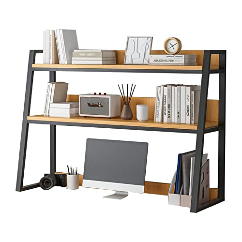 2-stufiges Desktop-Bücherregal/Bücherregal – Computertisch-Bücherregal, Aufbewahrungsregale für Heimdekoration, für Bürobedarf-Organizer, für Bürobedarf im Wohnheim (Farbe: Schwarz von XGFXGF