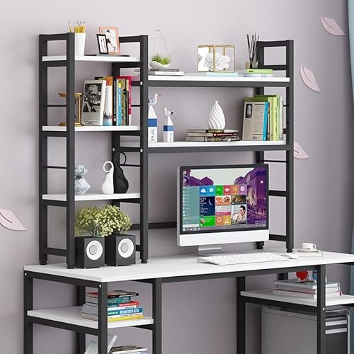 2-stufiges Desktop-Bücherregal – Metall-Tisch-Bücherregal, Computertisch-Desktop-Aufbewahrungsregal mit Seitenschränken, Präsentationsregal für Bürobedarf, kleines Bücherregal für von XGFXGF