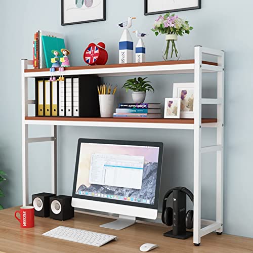 Bücherregal mit 2 Etagen, Bücherregal für Computer-Desktop, Multifunktions-Aufbewahrungsregal, Organizer-Rack für Bürobedarf im Wohnheim (Farbe: Weiß, Größe: 75 x 24 x 90 cm) von XGFXGF