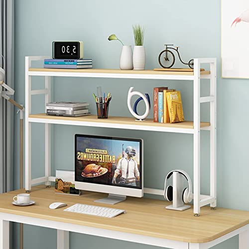 Computertisch-Desktop-Bücherregal – 2-stufiges Mehrzweck-Bücherregal aus Holz mit Arbeitsplatte, Verstellbarer Ausstellungsständer, Rack-Organizer für Wohnheim, Büro, Zuhause (Farb von XGFXGF