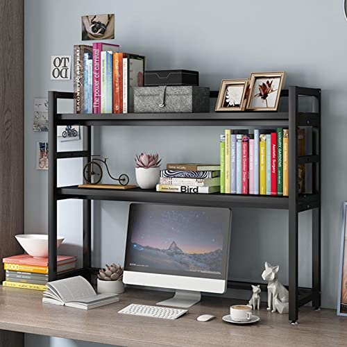 Desktop-Bücherregal-Organisationsregal – 2-stufiges, verstellbares Schreibtisch-Bücherregal, Metall-Desktop-Bücherregal, freistehendes offenes Aufbewahrungsregal, für Büro/Schule/K von XGFXGF