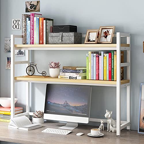 Desktop-Bücherregal-Organisationsregal – 2-stufiges verstellbares Schreibtisch-Bücherregal, Metall-Desktop-Bücherregal, freistehendes offenes Aufbewahrungsregal für Büro/Schule/Küc von XGFXGF