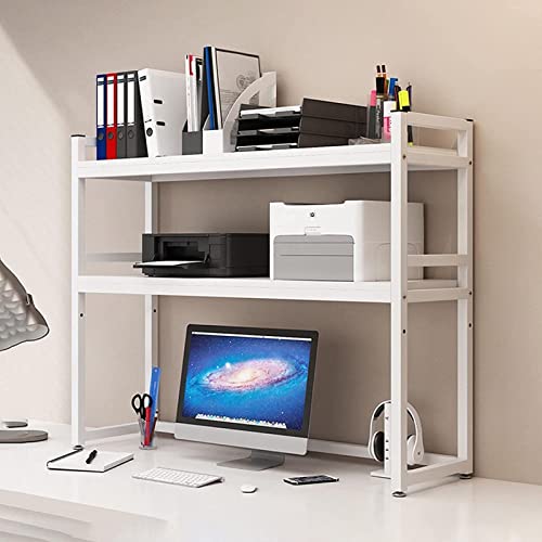 Desktop-Bücherregal für Computertisch – 2-stufiges Mehrzweck-Leiter-Arbeitsplatten-Bücherregal, verstellbares Schreibtisch-Bücherregal, offenes Desktop-Aufbewahrungsregal, für Büro von XGFXGF
