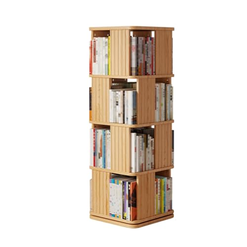 Drehbarer Bücherregal-Turm für kleinen Raum, Baum-Bücherregal, Holzregal, bodenstehend mit offenem Design, Regaleinheit, entworfen für das Arbeitszimmer im Heimbüro, im Wohnzimmer von XGFXGF