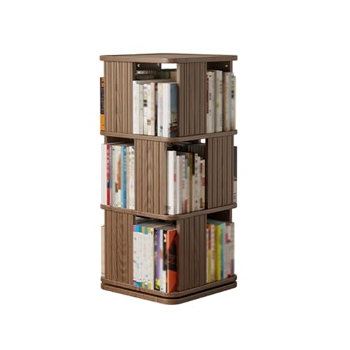 Drehbares Bücherregal mit 3 Ebenen und Kleiner Stellfläche, Bücherregal für Erwachsene und sichtbarem Ausstellungsregal, Bücherregal aus Holz, entworfen für Schlafzimmer, Wohnzimme von XGFXGF