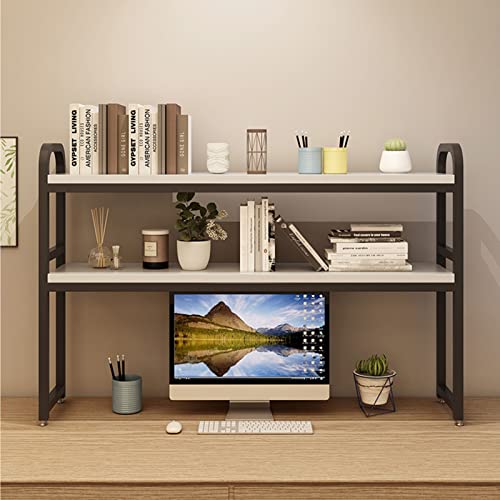 Einfaches Desktop-Bücherregal – 2-stöckiges Schreibtisch-Aufbewahrungsregal aus Schmiedeeisen, Schreibtisch-Aufbewahrungsregal, Schreibtisch-Bücherregal für Zuhause, Heimdekoration von XGFXGF