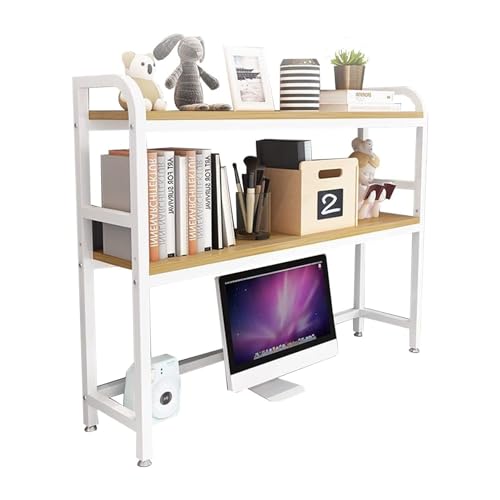 Verstellbares Schreibtisch-Bücherregal mit 2 Ebenen – Schreibtisch-Bücherregal für Computertisch – Computer-Schreibtisch-Bücherregal aus Holz und Metall, Mehrzweck-Bücherregal auf von XGFXGF