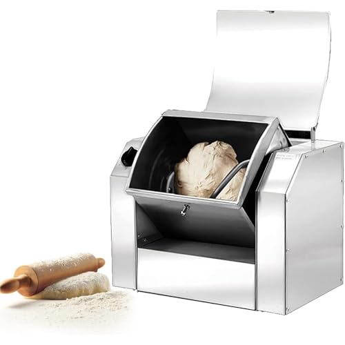 XGHDPBM Kommerzielle Teigmischmaschine, Teigmischer-Knetmaschine aus Edelstahl mit Timer und 90°-Kippeimer, Hochleistungs-Spiralteig-Mehlmischer for Pasta, Pizza, Restaurant, Bäckerei(3kg) von XGHDPBM
