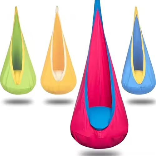 XGHDPBM Leuchtender Pod-Schaukelsitz, sensorischer Pod-Schaukelstuhl aus Baumwolle mit LED-Licht, Hängesessel mit aufblasbarem Kissen und sämtlichem Zubehör, Camping-Hängemattenzelt for Garten(Pink) von XGHDPBM
