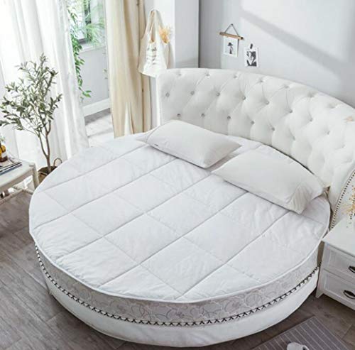 XGHW Matratzenschoner Rundbett, super weich, Wirbelsäule Schutz, Zwei Breiten elastische Band Design, warme und rutsch 2 Meter rundes Bett Hotel/Gästematratze (Color : White, Size : 220 * 220cm) von XGHW