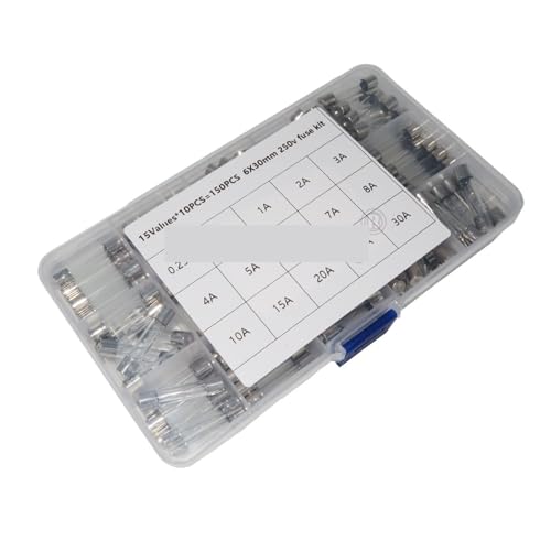 150PCS 6 * 30 Fast-blow Glass Tube Fuses Car Glass Tube Fuses Assorted Kit 6X30 With Box Fusive 0.1A-30A Household Fuses 15 kind von XGINERFEX