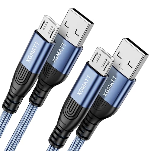 XGMATT Micro USB Kabe 2M 2Stück,Nylon Micro USB Ladekabel High Speed Android Handy Ladekabel für Samsung Galaxy S7/ S6/ S4/ J7/ J5/ Note 5,Nokia, Kindle,Huawei P Smart, Redmi, Bule von XGMATT