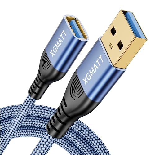 USB 3.0 Verlängerungskabel 3M,USB Typ A Mann zu Weiblich 5Gbps Daten Sync USB Verlängerungskabel kompatibel mit Drucker,Tastatur, Oculus Rift, Festplatte, PS VR, HTC Vive, Kartenleser, Kamera,Blau von XGMATT