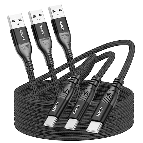 USB C Kabel [3Stück 1M+2M+3M] Ladekabel USB A Typ C Schnellladekabel, Nylon USB A auf USB C Ladekabel für Samsung Galaxy S23 S22 S21 S20 S10, A53 A52 A33 A34 A20e A14 A13, schwarz von XGMATT