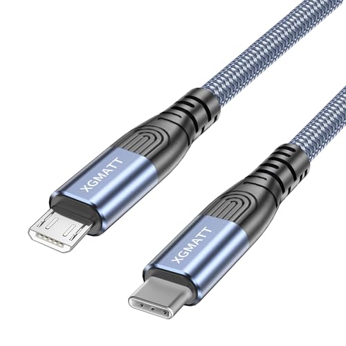 XGMATT USB C auf Micro USB Kabel 0.5M,lädt Micro USB Geräte,Nylon Ladekabel,USB C zu Micro-B Datenkabel für Samsung Galaxy S7/ S6/ S4/ J7/ J5/ Note 5, Huawei P Smart, Redmi, Nokia, Kindle,Blau von XGMATT