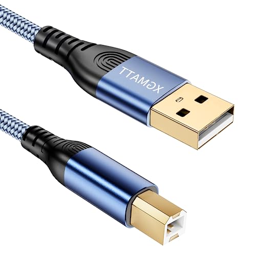 XGMATT USB-Druckerkabel 1M,USB A auf USB B Drucker Kabel, USB 2.0 Typ B Kabel,Hochgeschwindigkeits-Scanner, kompatibel mit Lexmark, Dell, HP, Canon, Epson, Xerox, Brother, DAC und mehr, Blau von XGMATT