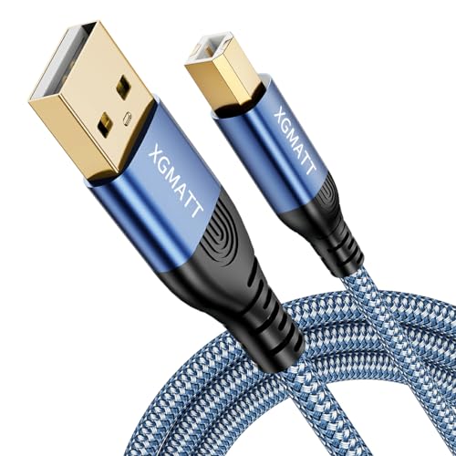 XGMATT USB-Druckerkabel 2M,USB A auf USB B Drucker Kabel, USB 2.0 Typ B Kabel,Hochgeschwindigkeits-Scanner, kompatibel mit Lexmark, Dell, HP, Canon, Epson, Xerox, Brother, DAC und mehr, Blau von XGMATT