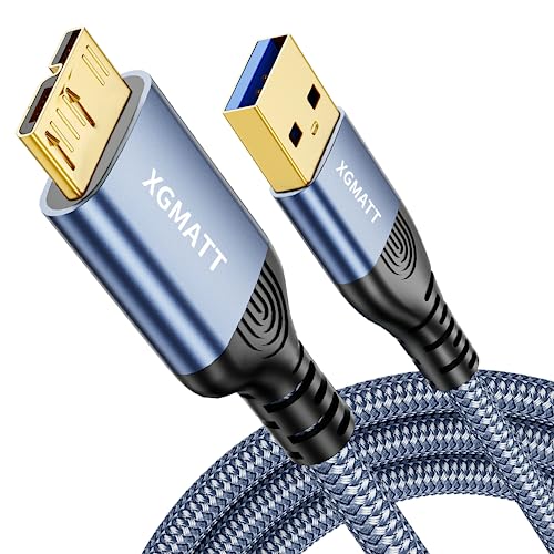XGMATT Micro-USB 3.0-Kabel, 1 m, Micro-USB-3-Kabel/USB-Kabel, kompatibel mit externen Festplatten WD, Toshiba Canvio, Seagate Expansion, Samsung Galaxy S5, Blau von XGMATT