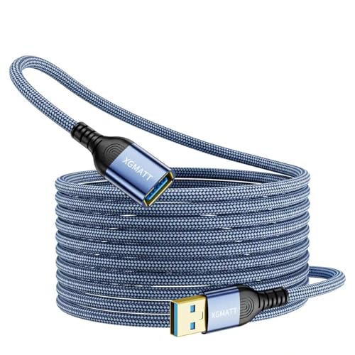 XGMATT USB 3.0 Verlängerungs kabel 5M, USB Typ A Mann zu Weiblich 5Gbps Daten Sync USB Verlängerungskabel kompatibel mit Drucker,Tastatur, Oculus Rift, Festplatte, PS VR, HTC Vive, Kartenleser,Blau von XGMATT