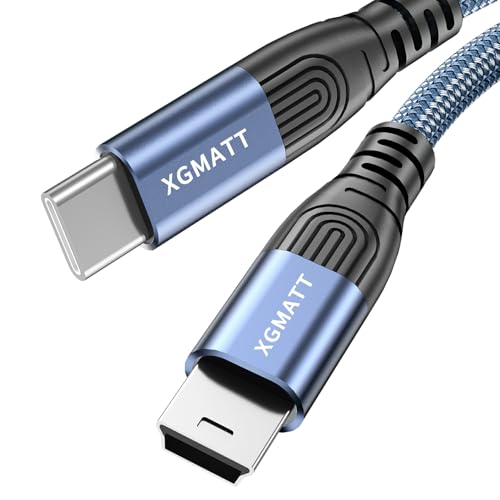 XGMATT USB C auf Mini USB Kabel 0.5M,Ladekabel USB C Stecker auf Mini USB Stecker Nylon kompatibel mit PS3 Game Controller, Externe Festplatte, Dashcam, Mikrofon, usw. Blau von XGMATT