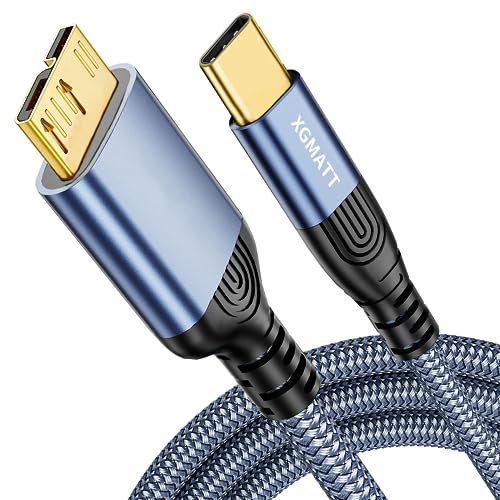 XGMATT USB Typ-C auf Micro-B 3.0 Kabel, 0,5 m, USB C Festplattenkabel, kompatibel mit externen Festplatten WD, Toshiba Canvio, Seagate Expansion, Samsung Galaxy S5, Blau von XGMATT