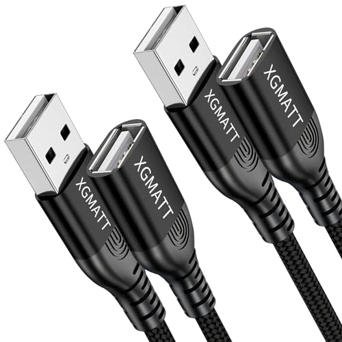 XGMATT USB Verlängerung Kabel 3M 2Stück,USB 2.0 Verlängerungskabel USB A Stecker auf A Buchse Nylon für Kartenlesegerät,Tastatur, Drucker, Scanner, Kamera, Hubs.schwarz von XGMATT